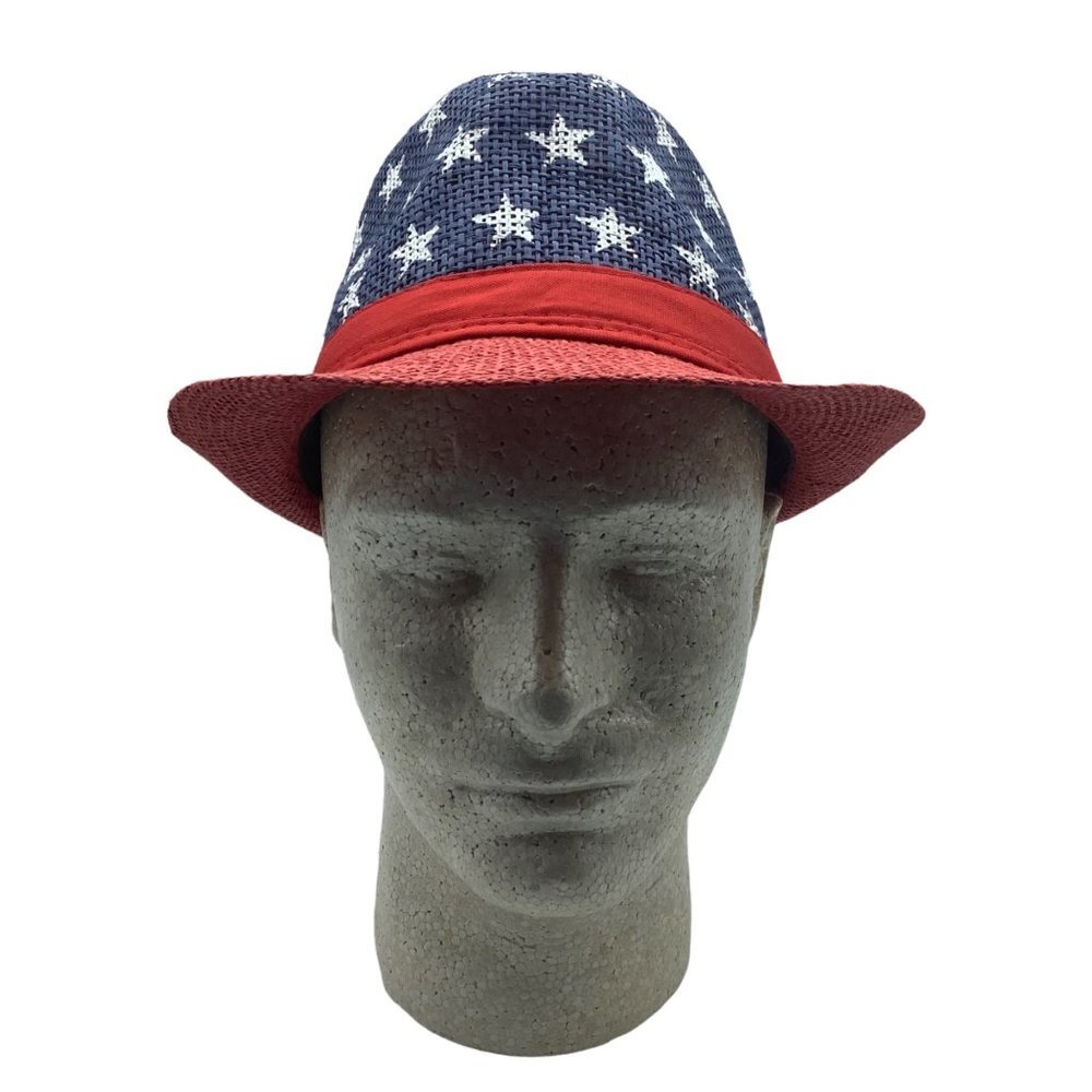 Patriotic Unisex Short Brim Fedora American Flag Stars OSFM